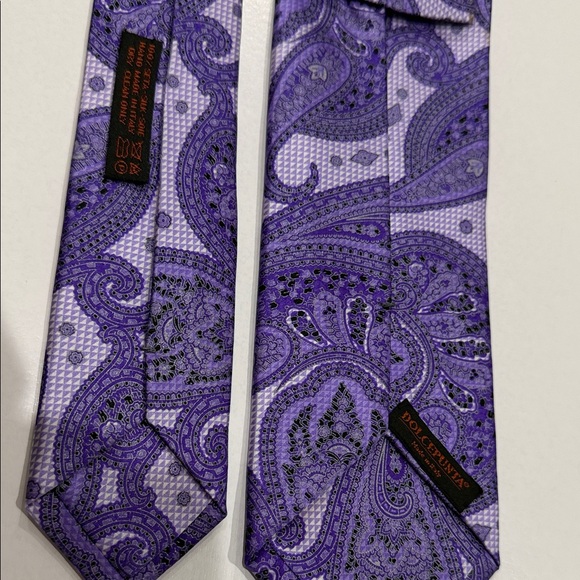 Dolcepunta Men's Full Tie Set - Blue, Green, Purple 100% silk made in Italy - Picture 10 of 13